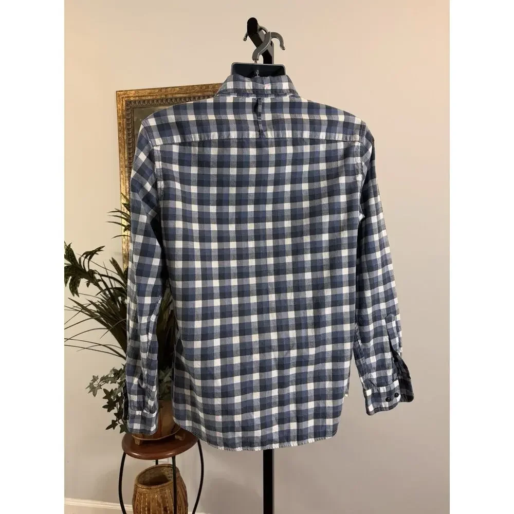 Banana Republic Slim Fit Men's Blue White Plaid Button Down Medium Long Sleeve